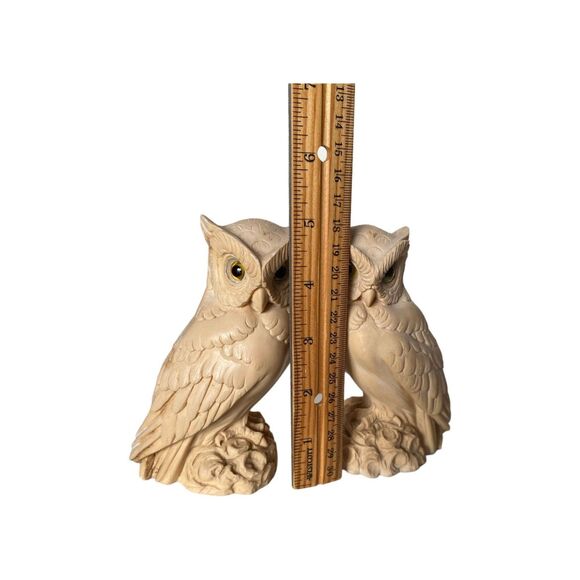 Alabaster Owl Figurines A. Giannelli  Pair 5" Italy E&R 1970s - Picture 3 of 10